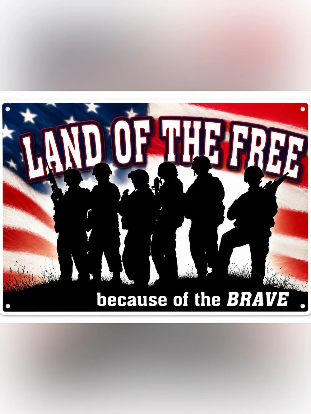 NEW Land Of Free Because Of The Brave Metal Sign
